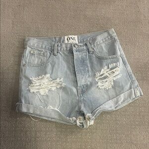 One teaspoon 26 cuffed denim distressed jean shorts
